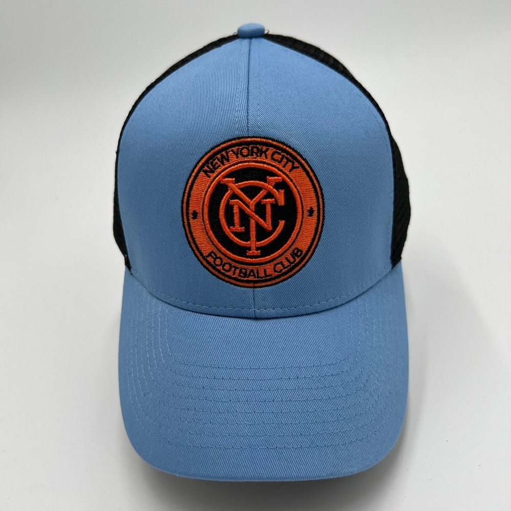 MLS New York City FC NYCFC Trucker Hat Snapback Sky Blue Black Mesh Cap‎
